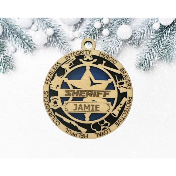 SHERIFF Ornament Personalized First Responder Christmas Gift - Picture 1 of 3